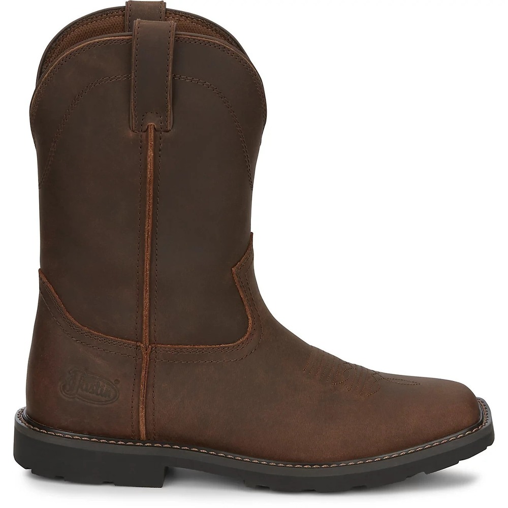 Justin® (Men's 9 D) 10" Water Buffalo Western Boots in Chocolate - $150